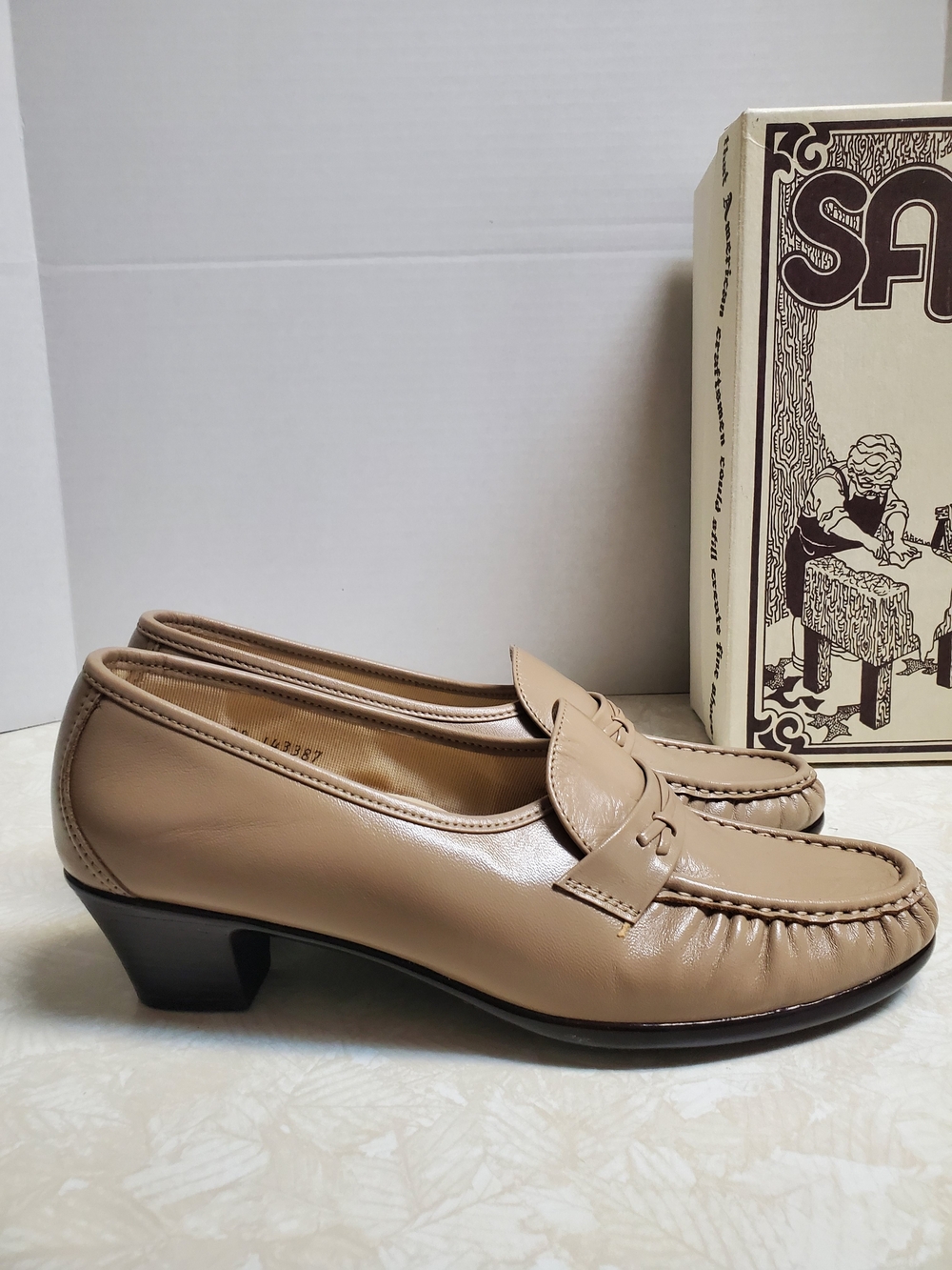 SAS Mocha Easy Leather Low Block Heel Loafers